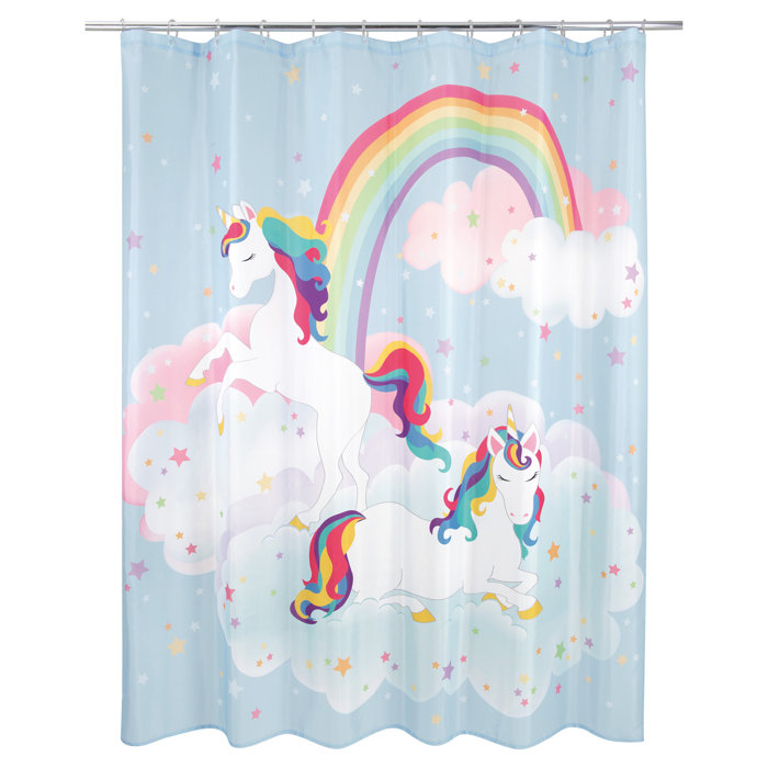 Zoomie Kids Jeth Unicorns And Rainbows Single Shower Curtain Wayfair